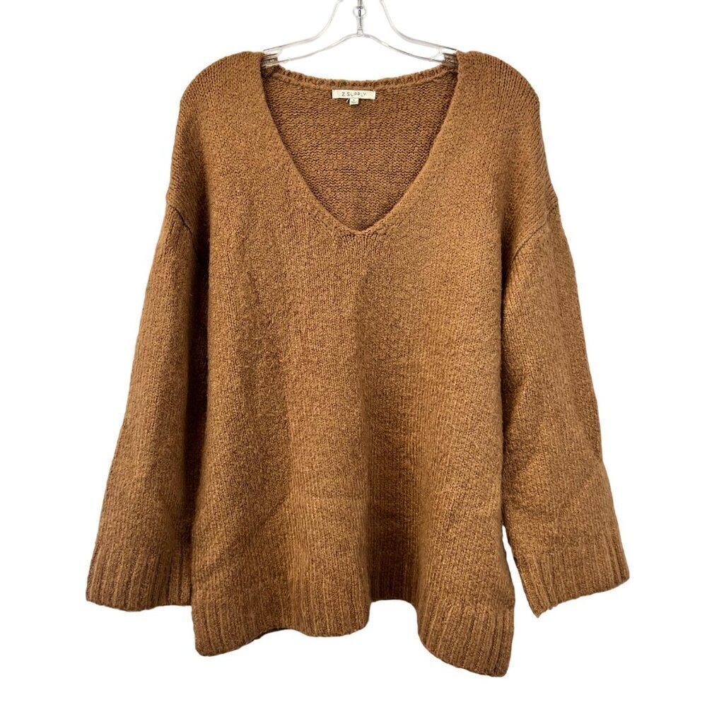 Z Supply Women’s V-Neck Pullover Sweater Long Sleeve Oversized Brown Size Small